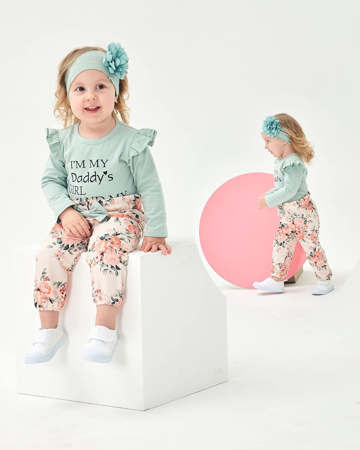 Newborn Infant Baby Girl Clothes Ruffle Romper Toddler Girl Floral Cotton Pant Sets Girls' Clothing Outfit-Bella’s Baby Boutique
