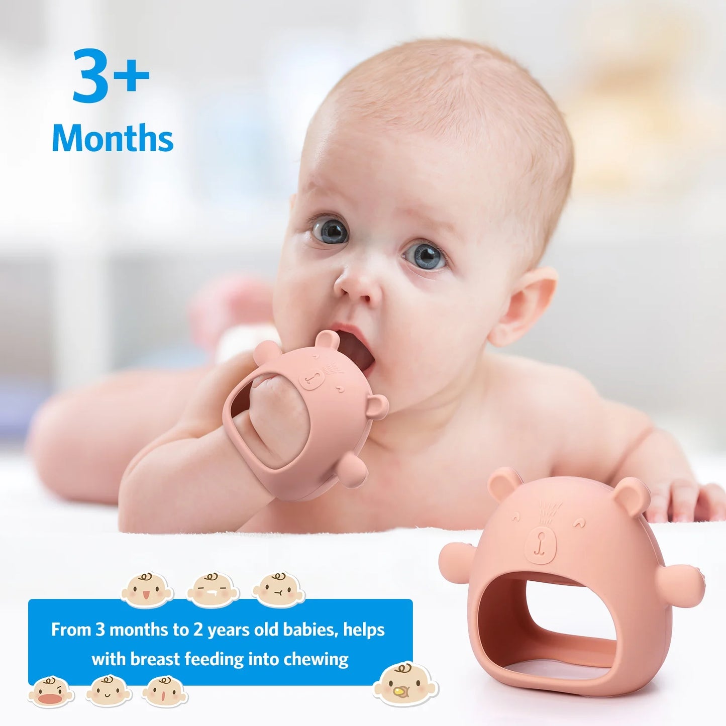Baby Teething Toy, Baby Toys Soft Silicone Teething Toys BPA Free Baby Teether Baby Chew Toys for Baby New Born Sucking Needs Baby Pacifier Pink-Bella’s Baby Boutique