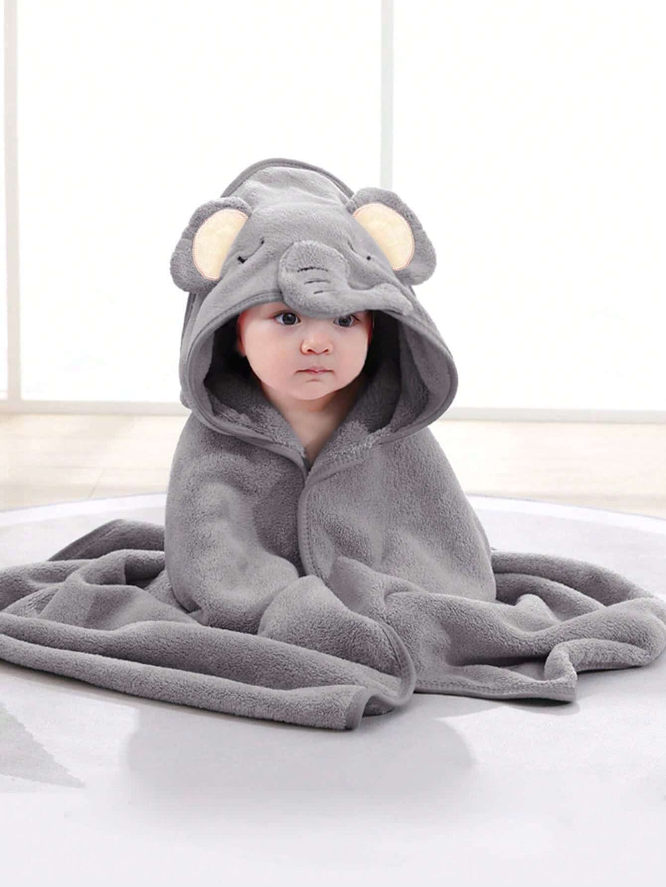 1PC Cartoon Coral Fleece Hooded Baby Towel - Soft Bath Towel, Infant Towels Blanket, Newborn Baby Bathrobe with Hood for Babie, Toddler, Infant - Ultra Absorbent, Natural Baby Stuff Baby Bath Shower Gifts for Boy and Girl-Bella’s Baby Boutique