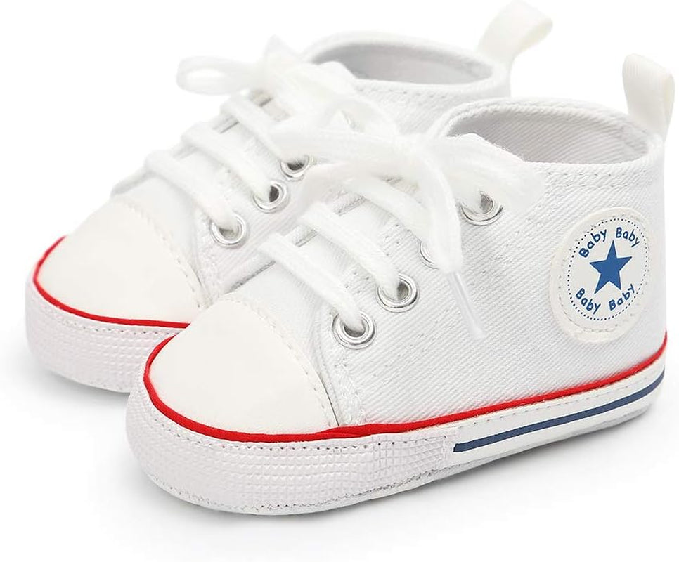 Unisex Baby Boy Girl Canvas Sneaker Soft Sole Ankle Infant First Walkers Crib Shoe-Bella’s Baby Boutique