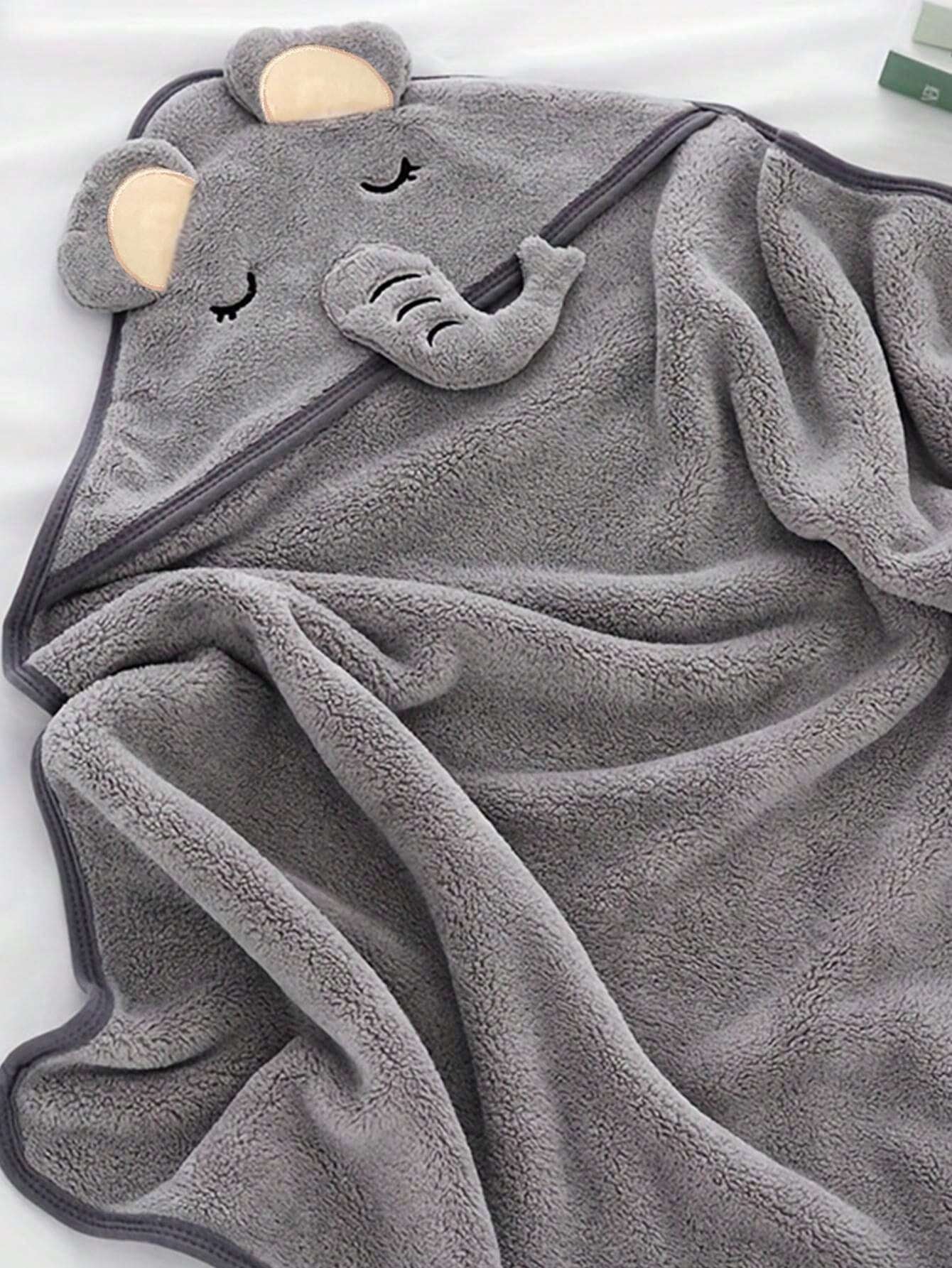 1PC Cartoon Coral Fleece Hooded Baby Towel - Soft Bath Towel, Infant Towels Blanket, Newborn Baby Bathrobe with Hood for Babie, Toddler, Infant - Ultra Absorbent, Natural Baby Stuff Baby Bath Shower Gifts for Boy and Girl-Bella’s Baby Boutique