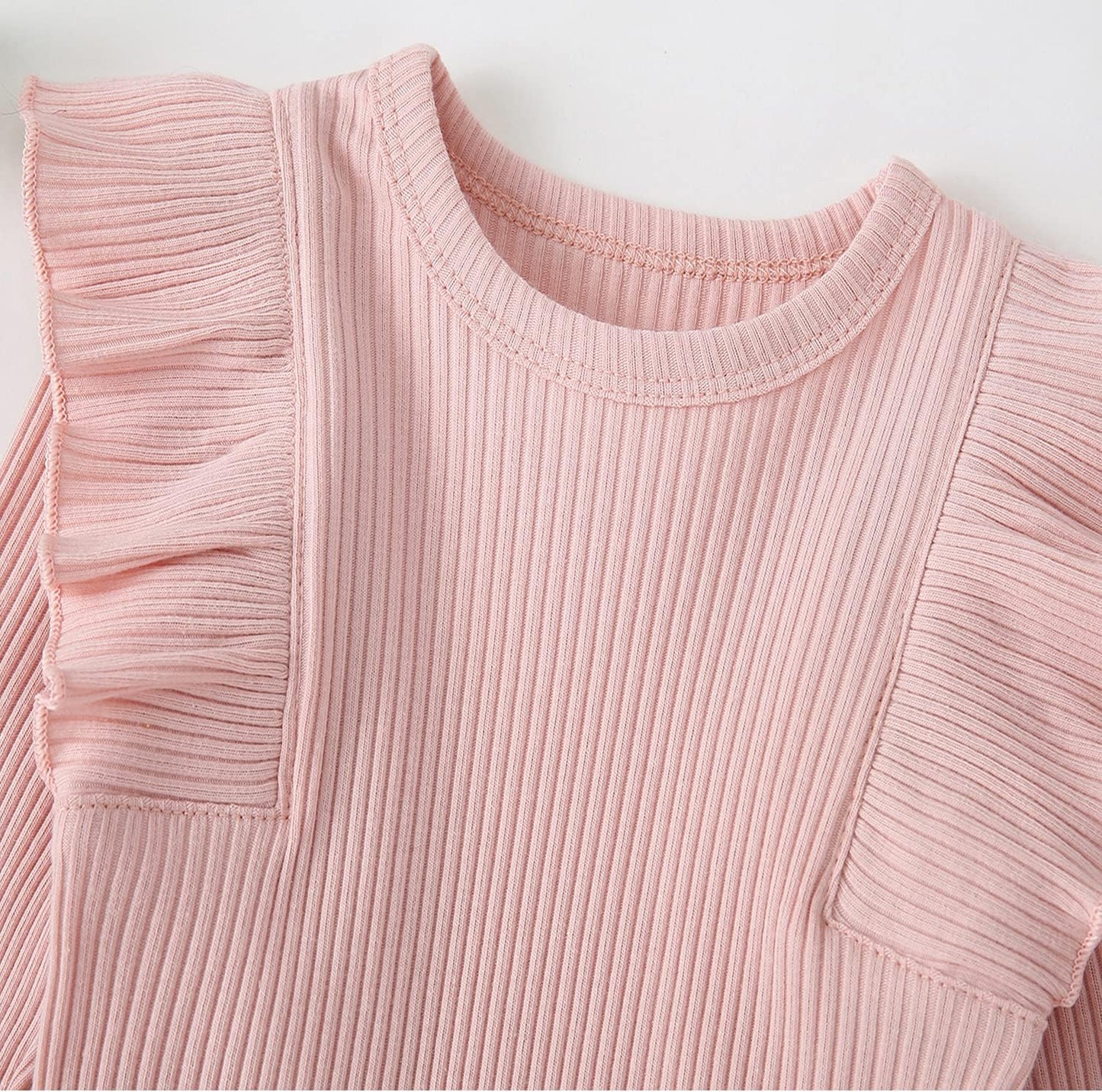 Baby Girl'S 3Pc Rib Frill Long Sleeve Romper and Pant Set-Bella’s Baby Boutique