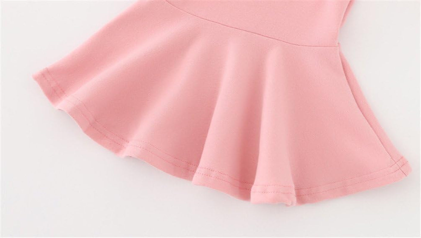 Toddler Baby Girls Long Sleeve Cotton Dress Solid Ruffle Tops-Bella’s Baby Boutique