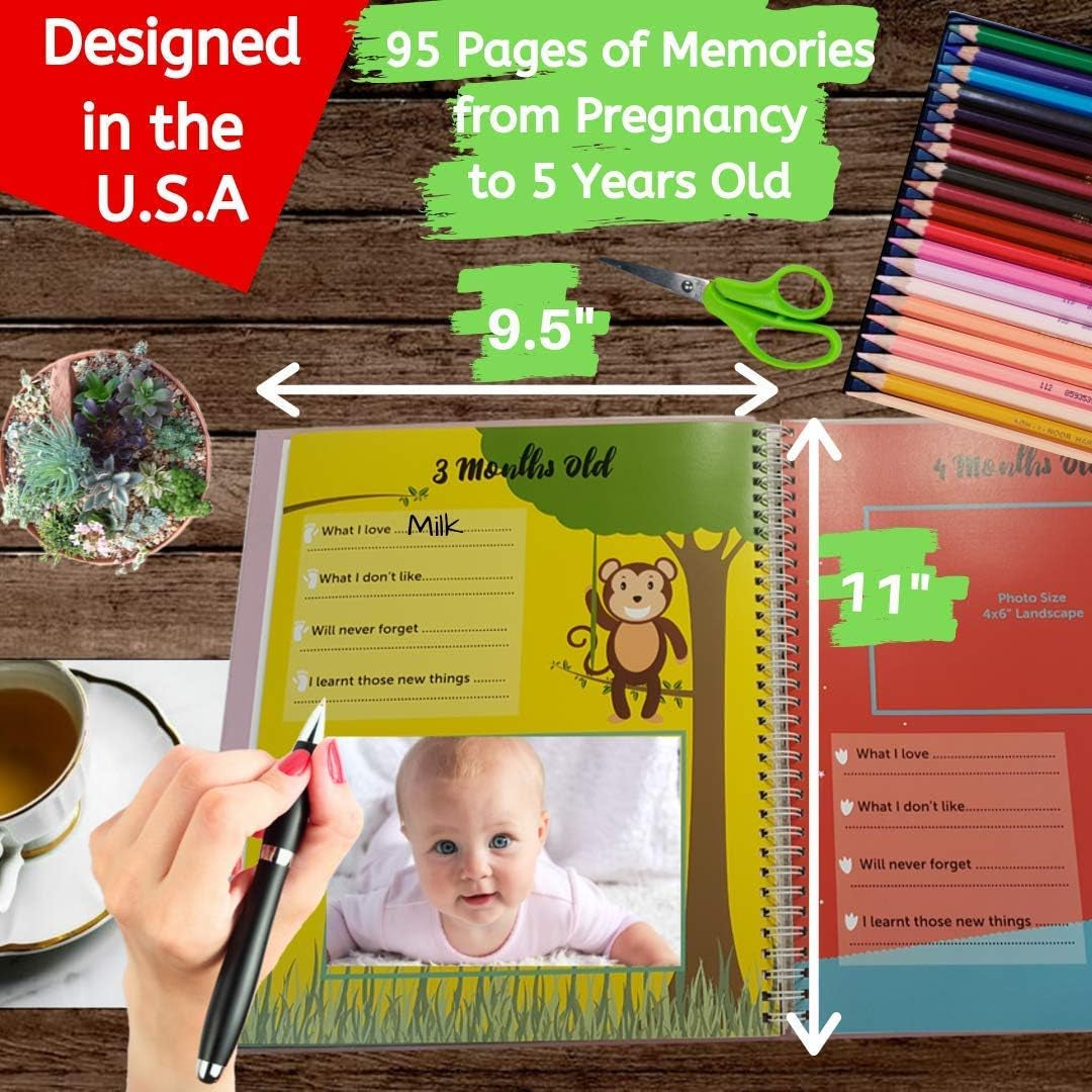 Cherish Every Moment with Our Timeless Jungle-Themed Memory Book for Baby's First 5 Years - The Ultimate Keepsake for Boys and Girls!-Bella’s Baby Boutique