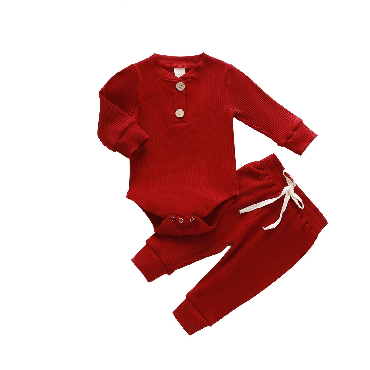 Infant Newborn Baby Girl Boy Spring Autumn Ribbed/Plaid Solid Clothes Sets Long Sleeve Bodysuits + Elastic Pants 2Pcs Outfits-Bella’s Baby Boutique