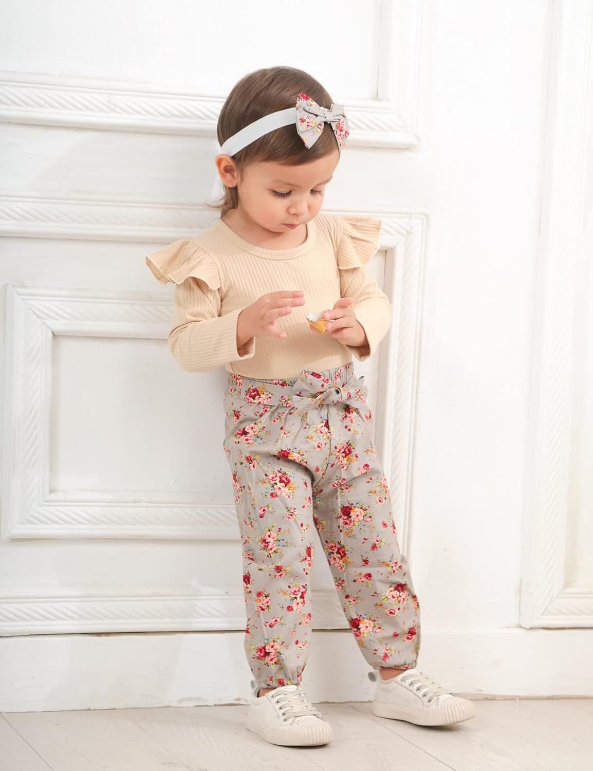Baby Girls Clothes Cute Baby Clothes Girls Romper + Pant 3Pcs Winter Outfit Newborn Light Brown-Bella’s Baby Boutique