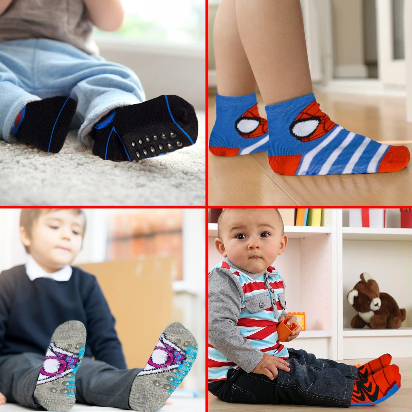 Spiderman Grip Socks, Socks for Toddler Boys, 10 Pack, Spider Man Toddler Gripper Socks, Amazing Spiderman Variety Pack-Bella’s Baby Boutique
