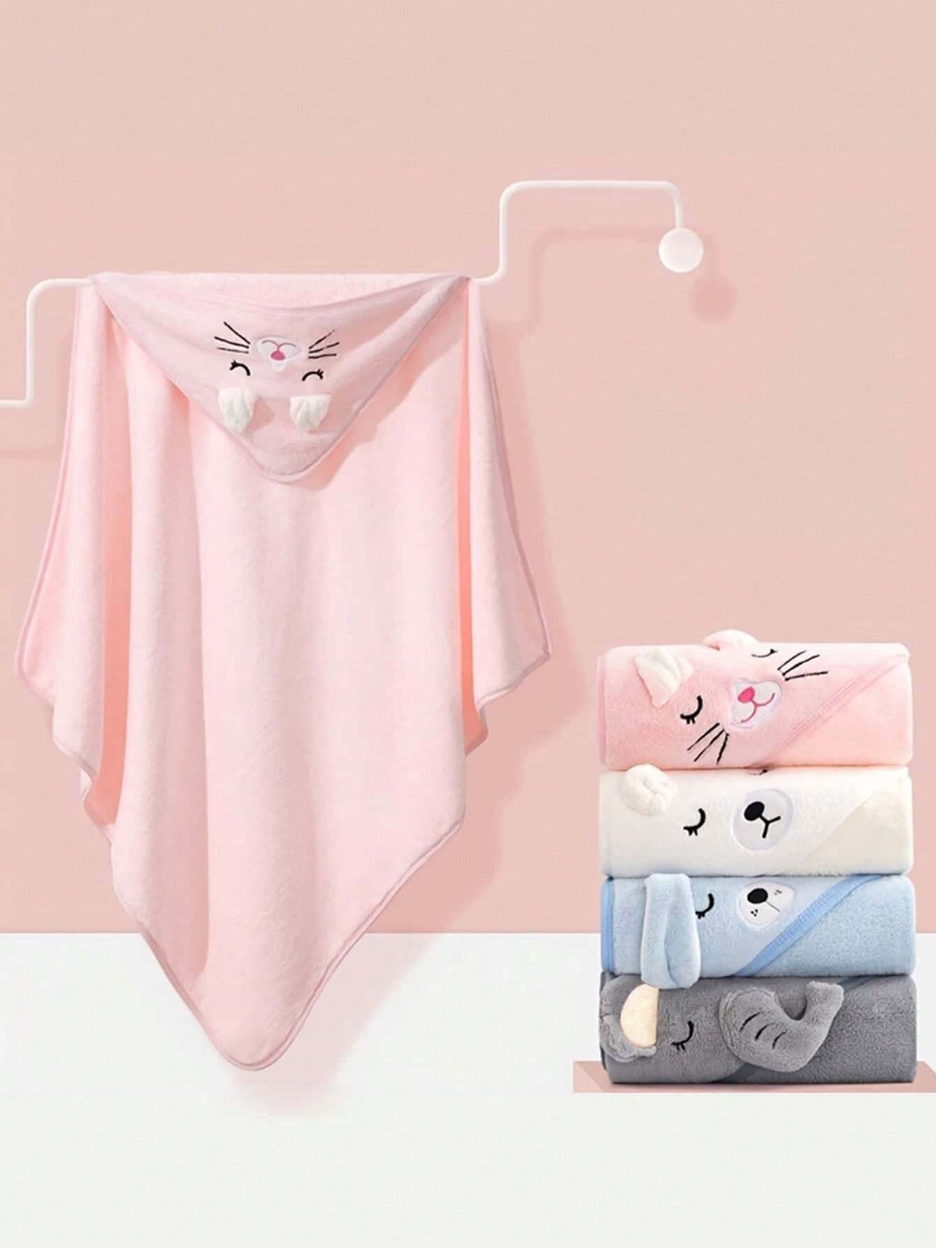 1PC Cartoon Coral Fleece Hooded Baby Towel - Soft Bath Towel, Infant Towels Blanket, Newborn Baby Bathrobe with Hood for Babie, Toddler, Infant - Ultra Absorbent, Natural Baby Stuff Baby Bath Shower Gifts for Boy and Girl-Bella’s Baby Boutique