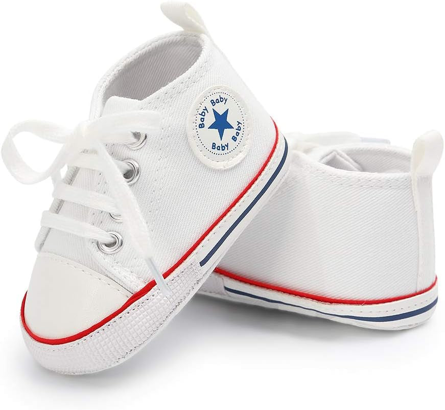 Unisex Baby Boy Girl Canvas Sneaker Soft Sole Ankle Infant First Walkers Crib Shoe-Bella’s Baby Boutique