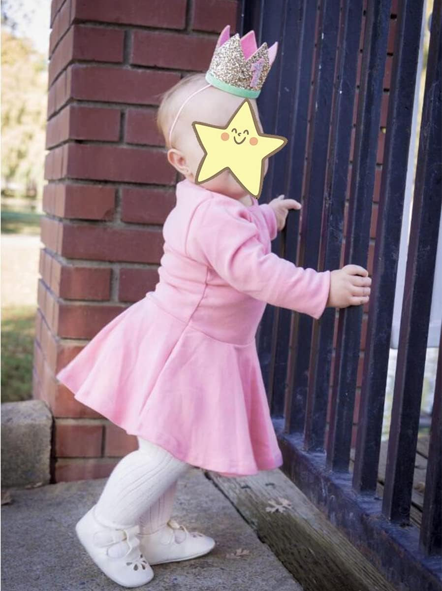 Toddler Baby Girls Long Sleeve Cotton Dress Solid Ruffle Tops-Bella’s Baby Boutique