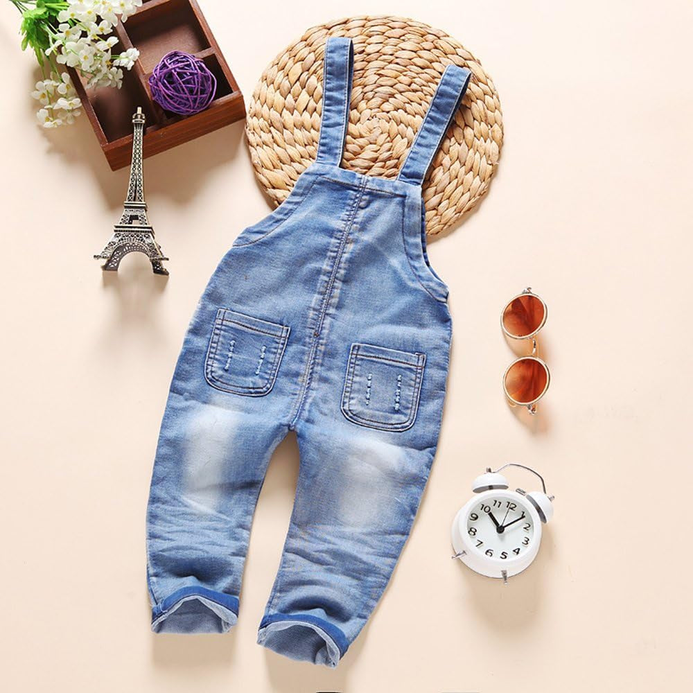 Baby & Little Boys/Girls Blue & Black Denim Overalls,Jean Workwear-Bella’s Baby Boutique