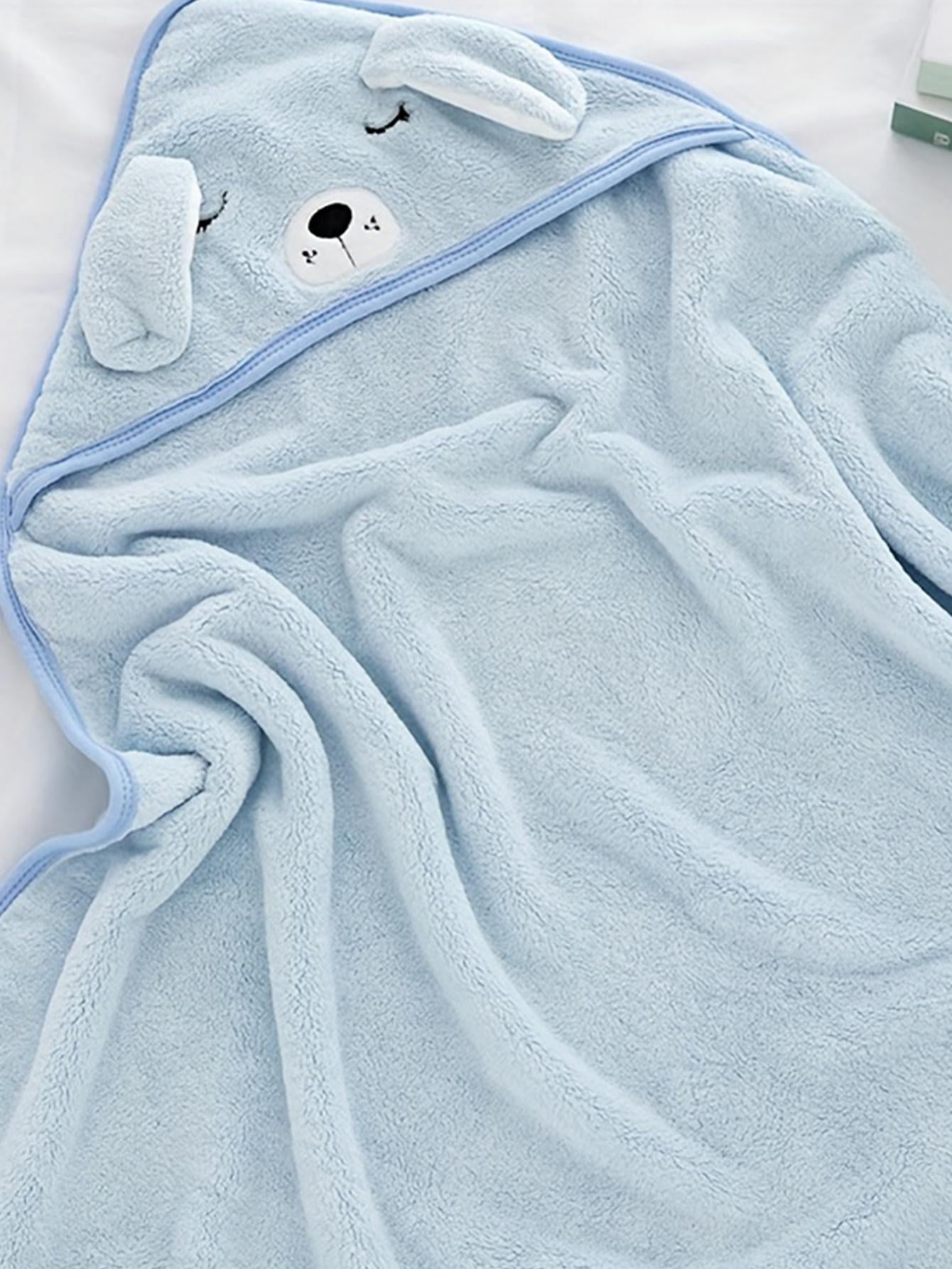 1PC Cartoon Coral Fleece Hooded Baby Towel - Soft Bath Towel, Infant Towels Blanket, Newborn Baby Bathrobe with Hood for Babie, Toddler, Infant - Ultra Absorbent, Natural Baby Stuff Baby Bath Shower Gifts for Boy and Girl-Bella’s Baby Boutique