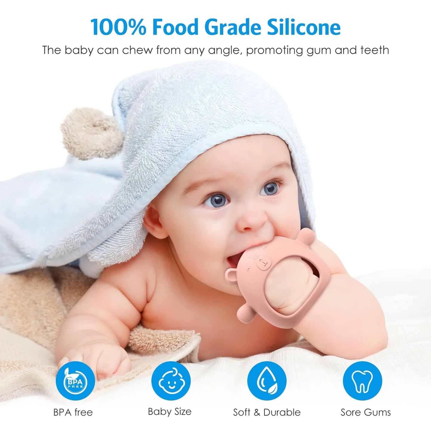 Baby Teething Toy, Baby Toys Soft Silicone Teething Toys BPA Free Baby Teether Baby Chew Toys for Baby New Born Sucking Needs Baby Pacifier Pink-Bella’s Baby Boutique