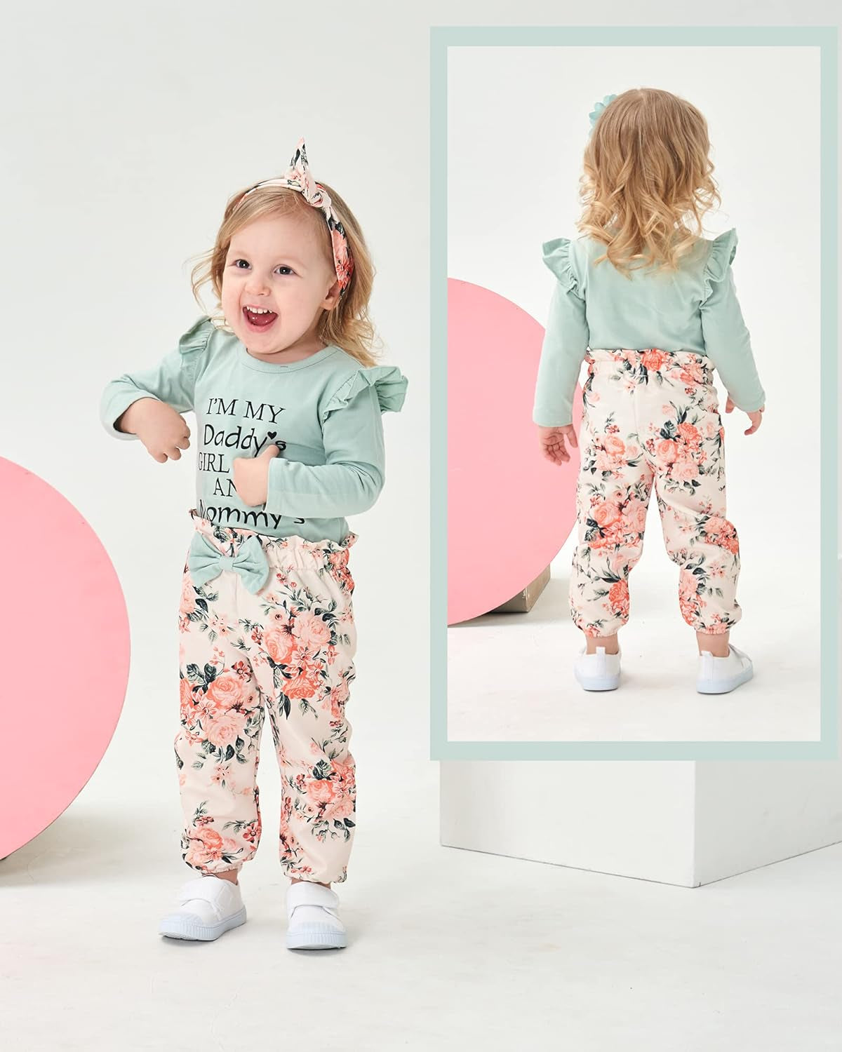 Newborn Infant Baby Girl Clothes Ruffle Romper Toddler Girl Floral Cotton Pant Sets Girls' Clothing Outfit-Bella’s Baby Boutique