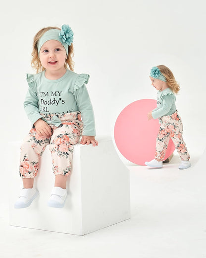Newborn Infant Baby Girl Clothes Ruffle Romper Toddler Girl Floral Cotton Pant Sets Girls' Clothing Outfit-Bella’s Baby Boutique