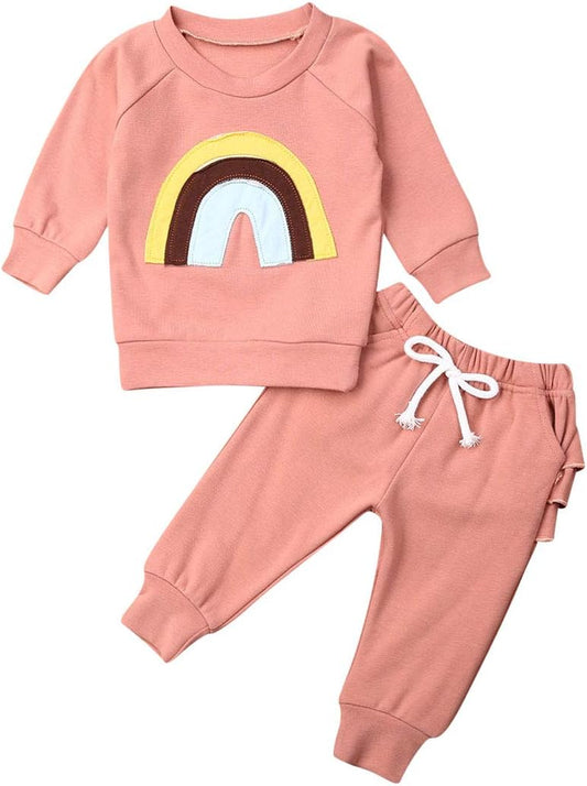 Newborn Baby Girls Clothes Cotton Suit Cute Baby Kid Infant Toddler Play Wear Fall Winter Rainbow Outfits-Bella’s Baby Boutique