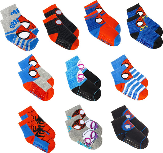 Spiderman Grip Socks, Socks for Toddler Boys, 10 Pack, Spider Man Toddler Gripper Socks, Amazing Spiderman Variety Pack-Bella’s Baby Boutique
