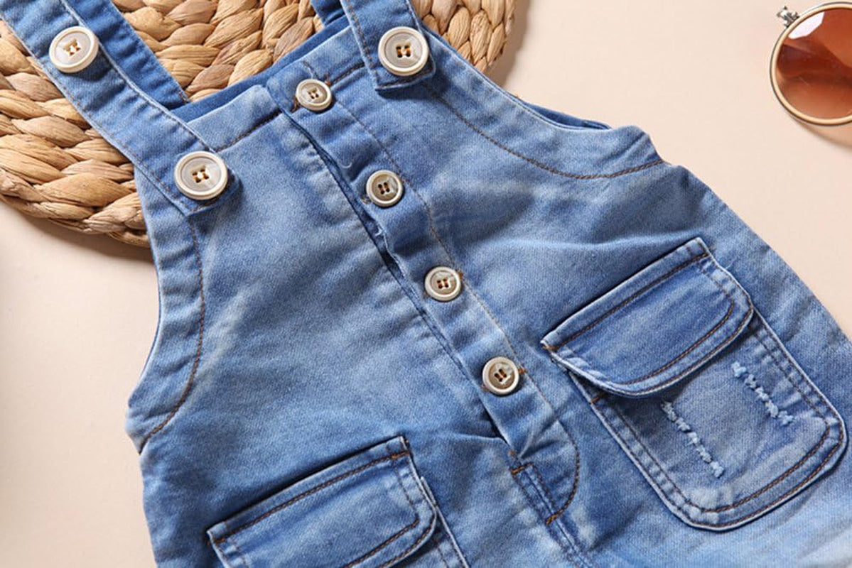 Baby & Little Boys/Girls Blue & Black Denim Overalls,Jean Workwear-Bella’s Baby Boutique