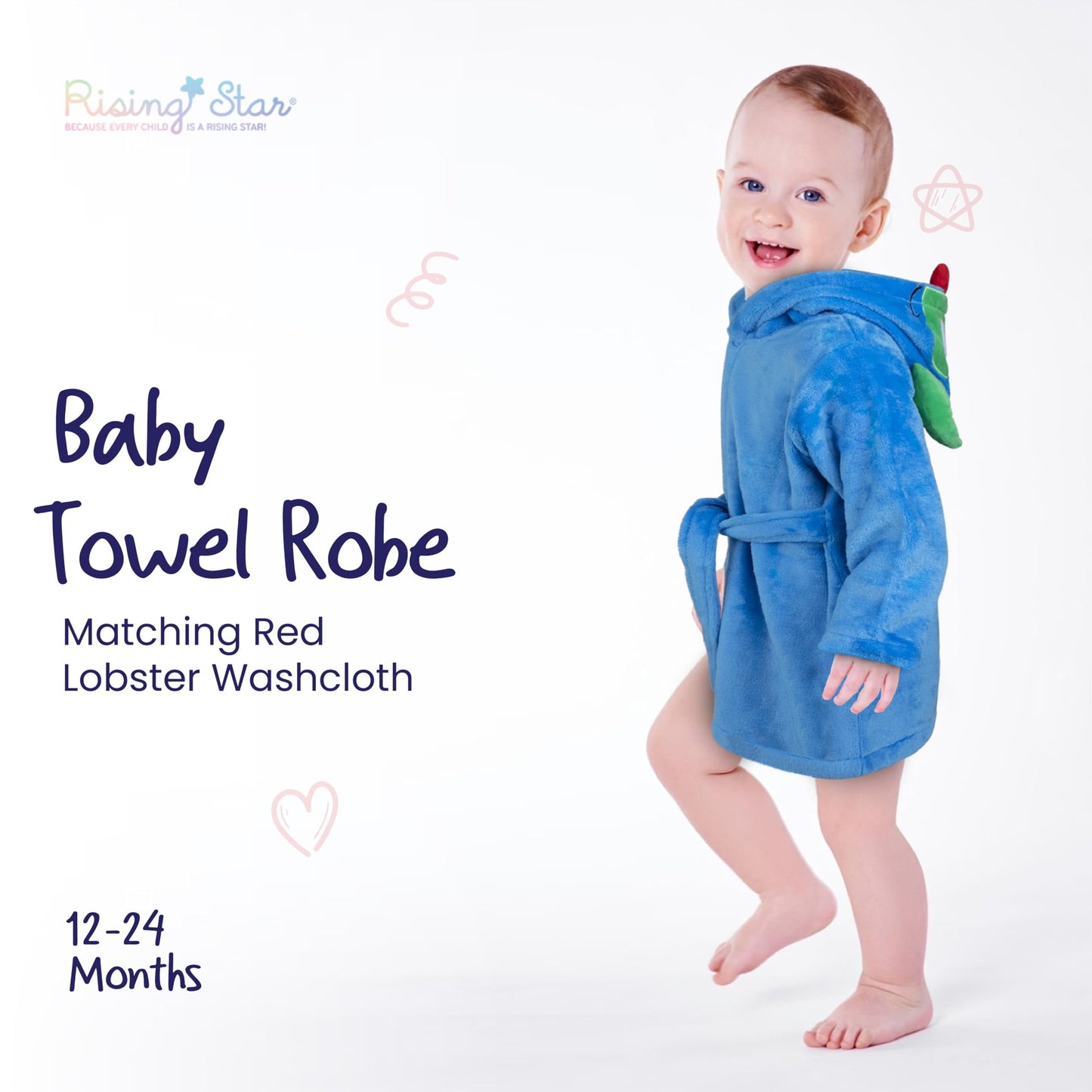Baby Boy Robe - Soft Plush Bath Towel Robe Spa Set - Baby Bathrobe Towel & Baby Washcloth for Boys - Baby Robe Set 12 - 24 Months (Monster)-Bella’s Baby Boutique