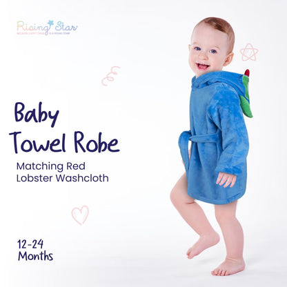 Baby Boy Robe - Soft Plush Bath Towel Robe Spa Set - Baby Bathrobe Towel & Baby Washcloth for Boys - Baby Robe Set 12 - 24 Months (Monster)-Bella’s Baby Boutique