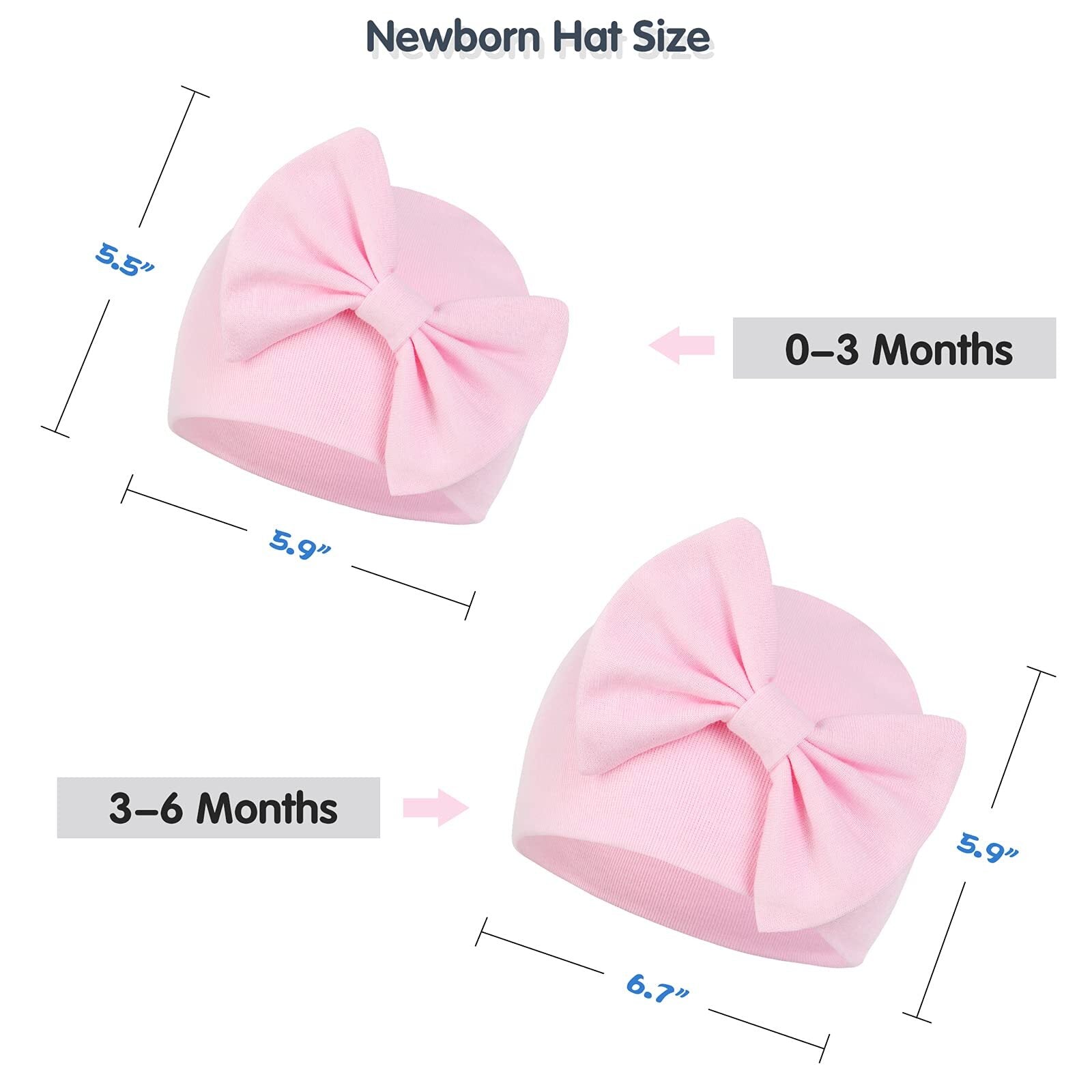 Durable Breathable Elastic Super Soft Infant Hat, Pink White Purple, 3-Piece-Bella’s Baby Boutique