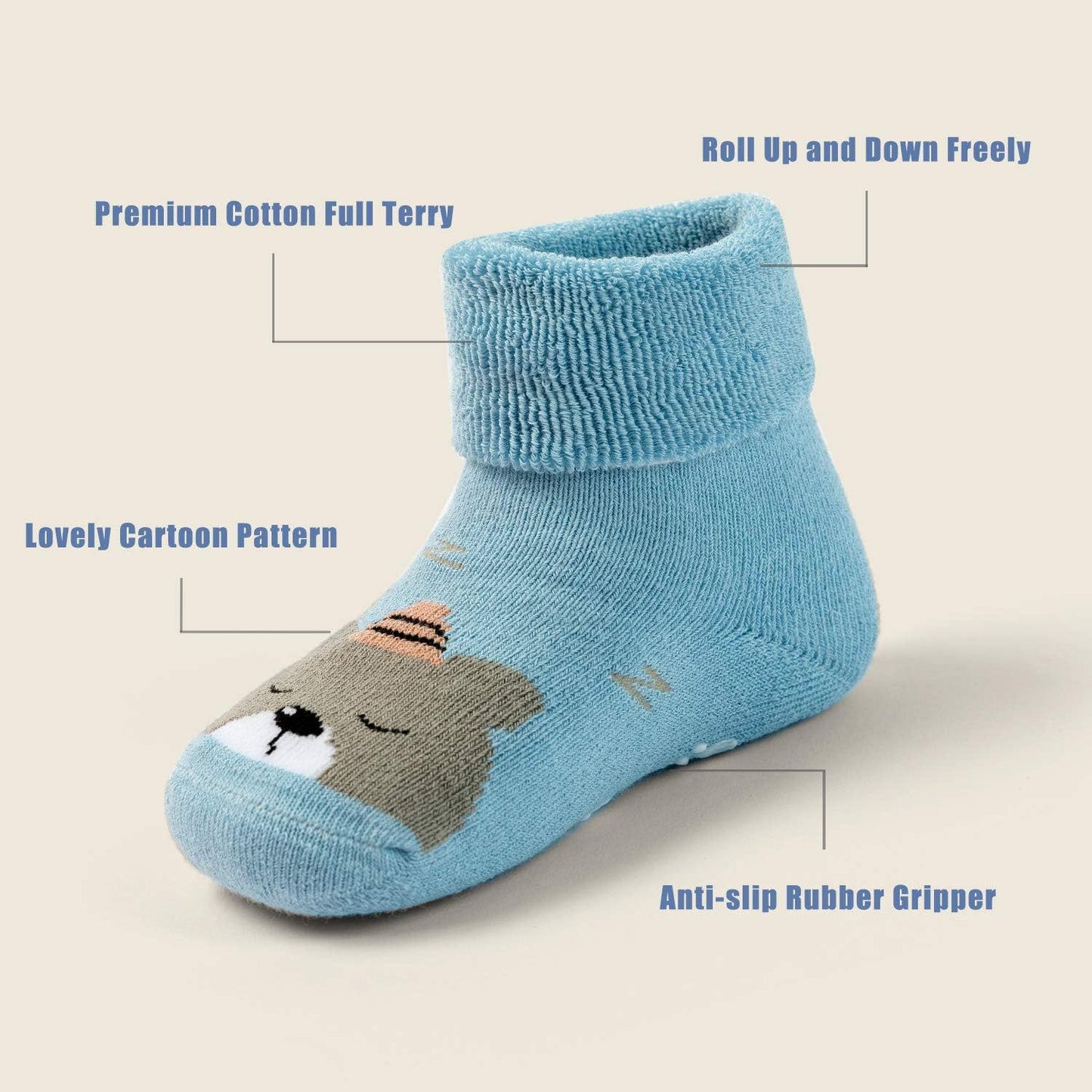 Baby Non Slip Socks Baby Boys Winter Warm Socks with Grips for Baby Girls Thick Terry Socks-Bella’s Baby Boutique