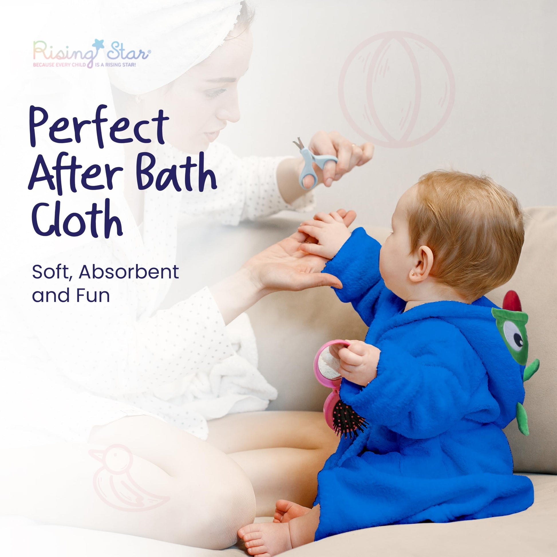 Baby Boy Robe - Soft Plush Bath Towel Robe Spa Set - Baby Bathrobe Towel & Baby Washcloth for Boys - Baby Robe Set 12 - 24 Months (Monster)-Bella’s Baby Boutique