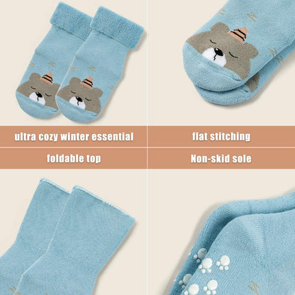 Baby Non Slip Socks Baby Boys Winter Warm Socks with Grips for Baby Girls Thick Terry Socks-Bella’s Baby Boutique
