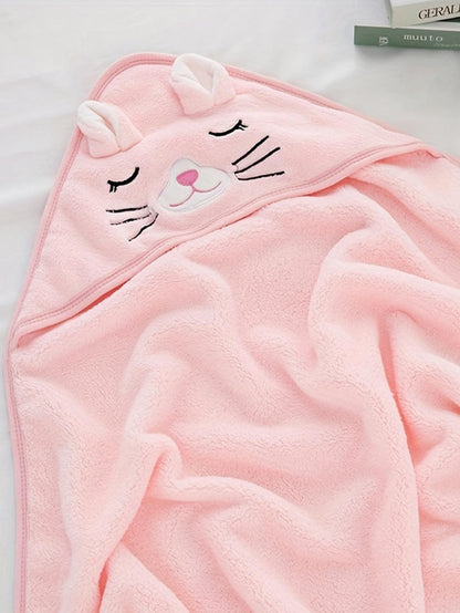 1PC Cartoon Coral Fleece Hooded Baby Towel - Soft Bath Towel, Infant Towels Blanket, Newborn Baby Bathrobe with Hood for Babie, Toddler, Infant - Ultra Absorbent, Natural Baby Stuff Baby Bath Shower Gifts for Boy and Girl-Bella’s Baby Boutique