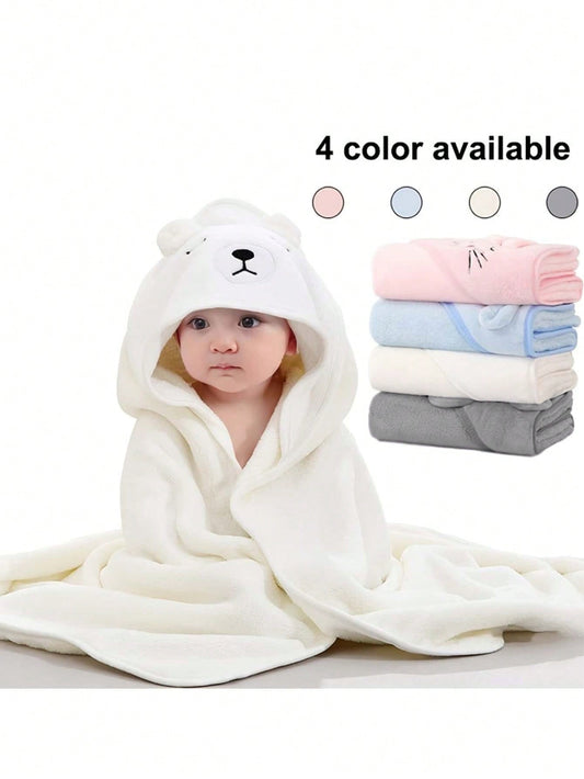 1PC Cartoon Coral Fleece Hooded Baby Towel - Soft Bath Towel, Infant Towels Blanket, Newborn Baby Bathrobe with Hood for Babie, Toddler, Infant - Ultra Absorbent, Natural Baby Stuff Baby Bath Shower Gifts for Boy and Girl-Bella’s Baby Boutique