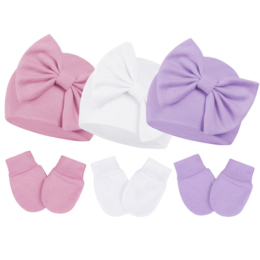 Durable Breathable Elastic Super Soft Infant Hat, Pink White Purple, 3-Piece-Bella’s Baby Boutique
