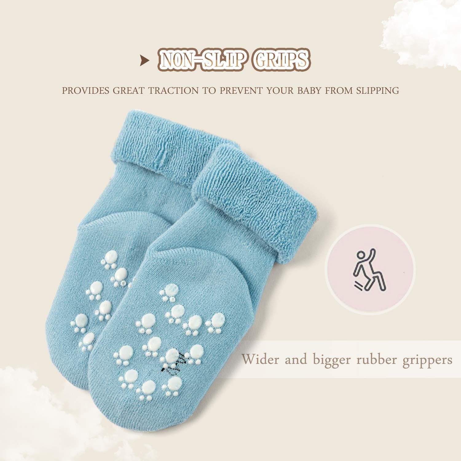 Baby Non Slip Socks Baby Boys Winter Warm Socks with Grips for Baby Girls Thick Terry Socks-Bella’s Baby Boutique