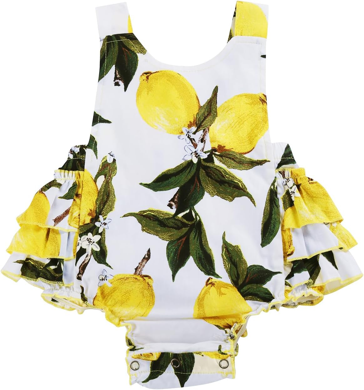 Baby Girl'S Floral Print Ruffles Romper Summer Clothes with Headband-Bella’s Baby Boutique