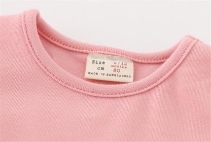 Toddler Baby Girls Long Sleeve Cotton Dress Solid Ruffle Tops-Bella’s Baby Boutique