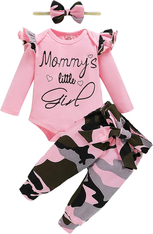 Toddler Baby Girl Clothes Newborn Outfit Ruffle Sleeve Romper Onesies Floral Pants Set Cute Infant Baby Clothes Girl-Bella’s Baby Boutique